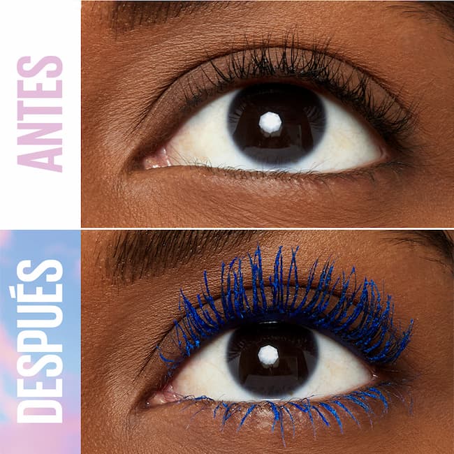 Sky High Azul de Maybelline antes y despues